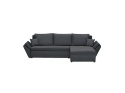 Canapé D'angle Réversible Et Convertible HELIX, Couleur Gris Foncé, 4 Places Avec Coffre De Rangement