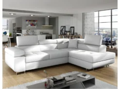 Canapé D'angle Droit Convertible Marius Simili Blanc