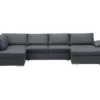 Canapé D'angle (gauche) Panoramique SENSA, Couleur Gris Foncé, 5 Places Avec Coffre De Rangement