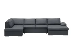 Canapé D'angle (gauche) Panoramique SENSA, Couleur Gris Foncé, 5 Places Avec Coffre De Rangement