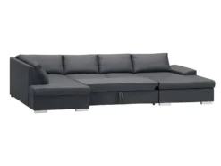 Canapé D'angle (gauche) Panoramique SENSA, Couleur Gris Foncé, 5 Places Avec Coffre De Rangement -Canapé Soldes Boutique canape 9480271