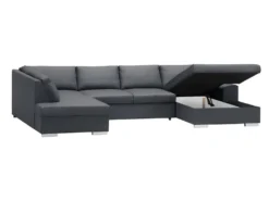 Canapé D'angle (gauche) Panoramique SENSA, Couleur Gris Foncé, 5 Places Avec Coffre De Rangement -Canapé Soldes Boutique canape 9480273