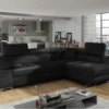 Canapé D'angle Droit Convertible Marius Simili Noir