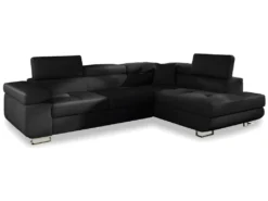 Canapé D'angle Droit Convertible Marius Simili Noir -Canapé Soldes Boutique canape 9480579