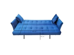 Canapé 3 Places Convertible En Velours Bleu Et Pieds Doré - RALPH -Canapé Soldes Boutique canape 9480685