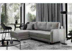 Canapé D'angle Convertible En Tissu Velours Luxe, Rangement - Rose Pale, Angle Gauche (vu De Face), ROXANE VELOURS -Canapé Soldes Boutique canape 9481463