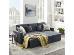 Canapé Angle Droit Convertible 3 Places Tissu Gris Anthracite - RUDY -Canapé Soldes Boutique canape 9481649