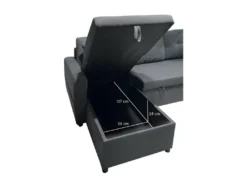 Canapé Angle Droit Convertible 3 Places Tissu Gris Anthracite - RUDY -Canapé Soldes Boutique canape 9481653