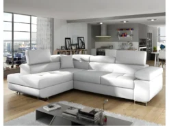 Canapé D'angle Gauche Convertible Marius Simili Blanc