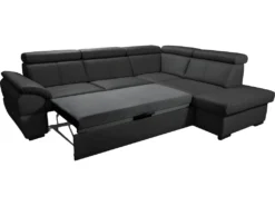 Canapé D'angle Convertible En Cuir Italien De Luxe 5/6 Places TONY, Avec Coffre, Noir, Angle Droit -Canapé Soldes Boutique canape 9481919