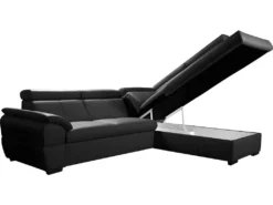 Canapé D'angle Convertible En Cuir Italien De Luxe 5/6 Places TONY, Avec Coffre, Noir, Angle Droit -Canapé Soldes Boutique canape 9481921