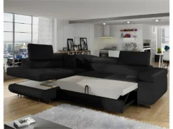 Canapé D'angle Gauche Convertible Marius Simili Noir 5 Canapé D'angle Gauche Convertible Marius Simili Noir -Canapé Soldes Boutique canape 9481929