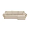 Canapé D'angle Réversible Et Convertible HELIX, Couleur Beige, 4 Places Avec Coffre De Rangement