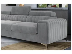 Canapé D'angle Convertible - LARRY VELOURS - En Tissu Luxe, 5 Places, Gris , Angle Gauche (vu De Face) -Canapé Soldes Boutique canape 9482501