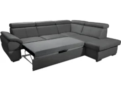 Canapé D'angle Convertible En Cuir Italien De Luxe 5/6 Places TONY, Avec Coffre, Gris Foncé, Angle Droit -Canapé Soldes Boutique canape 9482831