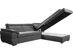 Canapé D'angle Convertible En Cuir Italien De Luxe 5/6 Places TONY, Avec Coffre, Gris Foncé, Angle Droit -Canapé Soldes Boutique canape 9482833