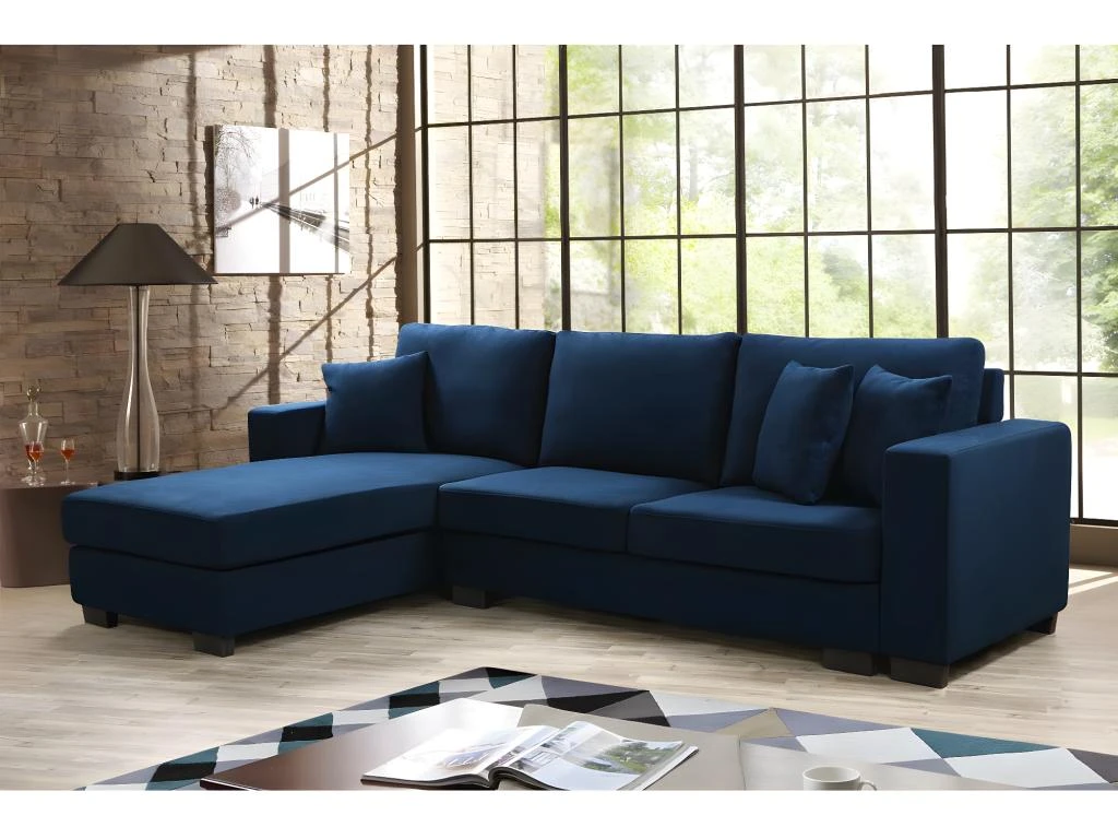 Canapé D'angle Réversible En Tissu "Lucas" - 5 Places - Bleu 3 Canapé D'angle Réversible En Tissu "Lucas" - 5 Places - Bleu – Image 3