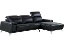 Canapé D'angle Cuir Reconstitué Et PVC "Leicester" - 4 Places - Noir - Angle Droit