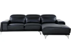 Canapé D'angle Cuir Reconstitué Et PVC "Leicester" - 4 Places - Noir - Angle Droit -Canapé Soldes Boutique canape 9483743