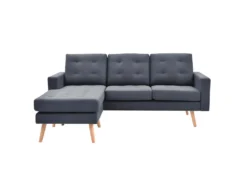 KULMA - Canapé D'Angle Réversible Gris Foncé Capitonné -Canapé Soldes Boutique canape 9484729