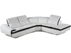 Canapé D'angle Cuir Reconstitué Et PVC "Montréal" - 5 Places - Blanc - Angle Droit