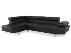 Canapé D'angle Gauche Avec Têtières Relevables Charly Noir