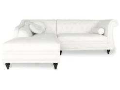 Canapé D'angle Gauche Empire Blanc Style Chesterfield