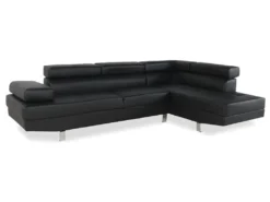 Canapé D'angle Droit Avec Têtières Relevables Charly Noir