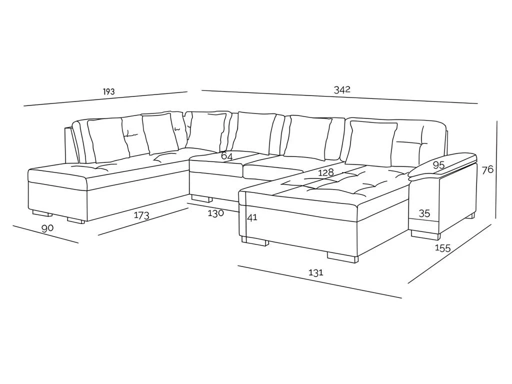 Atis - Canapé D'angle Panoramique Xxl En U - En Tissu Et Simili - Angle Gauche Gris Et Noir 2 Atis - Canapé D'angle Panoramique Xxl En U - En Tissu Et Simili - Angle Gauche Gris Et Noir – Image 2