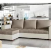 Canapé D'angle Convertible En Tissu Luxe Marron Et Simili Cuir Beige, 5 Places, Avec Coffre, Angle Gauche (vu De Face), NESTOR