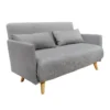 Banquette Convertible 2 Places Tissu Gris Clair Pieds Bois - JUDY