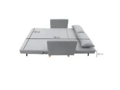 Banquette Convertible 2 Places Tissu Gris Clair Pieds Bois - JUDY -Canapé Soldes Boutique canape 9992617