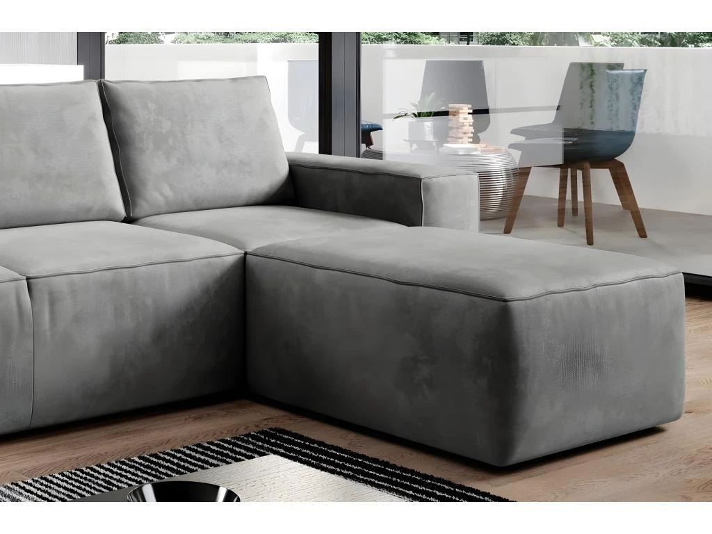 Canapé D'angle Convertible - SIDNEY VELOURS - En Tissu Luxe - 5/6 Places, Gris Foncé, Angle Droit (vu De Face) 2 Canapé D'angle Convertible - SIDNEY VELOURS - En Tissu Luxe - 5/6 Places, Gris Foncé, Angle Droit (vu De Face) – Image 2