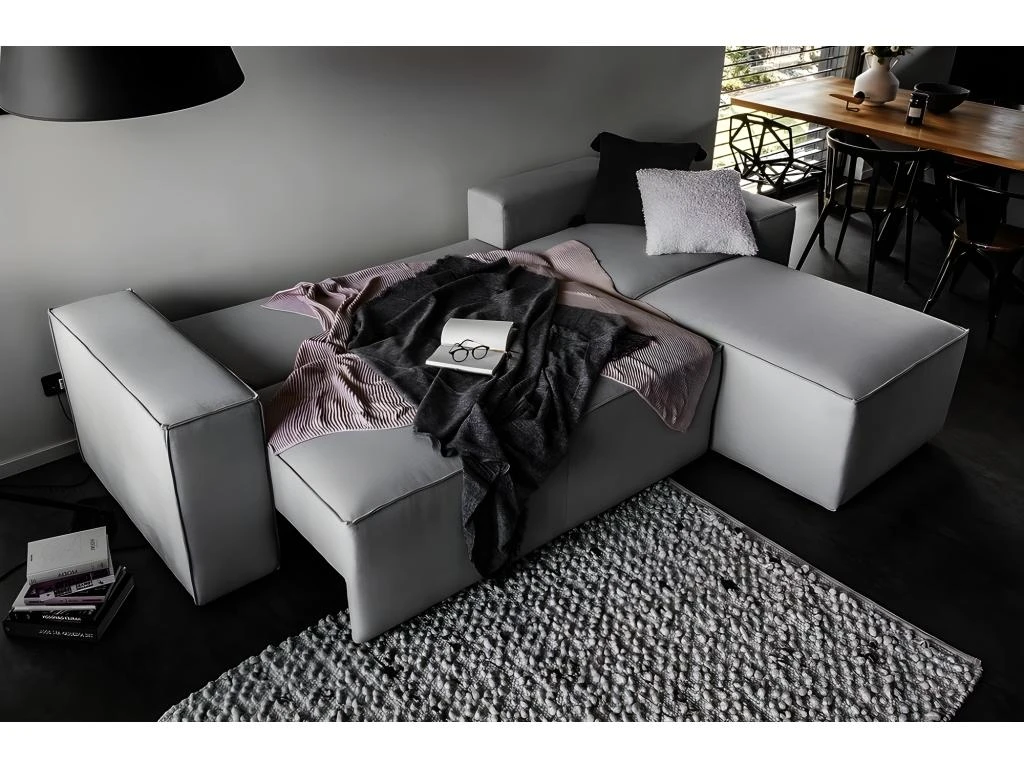 Canapé D'angle Convertible - SIDNEY VELOURS - En Tissu Luxe - 5/6 Places, Gris Foncé, Angle Droit (vu De Face) 3 Canapé D'angle Convertible - SIDNEY VELOURS - En Tissu Luxe - 5/6 Places, Gris Foncé, Angle Droit (vu De Face) – Image 3