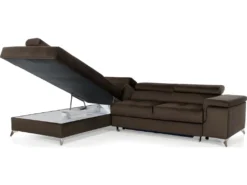 Canapé D'angle Convertible - ERWAN - En Tissu Luxe 5 Places, Chocolat, Angle Gauche (vu De Face) -Canapé Soldes Boutique canape 9992675