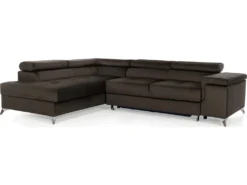 Canapé D'angle Convertible - ERWAN - En Tissu Luxe 5 Places, Chocolat, Angle Gauche (vu De Face) -Canapé Soldes Boutique canape 9992679