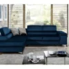 Canapé D'angle Convertible - ERWAN - En Tissu Luxe 5 Places, Bleu Foncé, Angle Gauche (vu De Face)