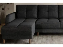 Canapé D'angle Convertible En Tissu Luxe, Rangement - Gris Foncé, Angle Gauche (vu De Face), ROXANE -Canapé Soldes Boutique canape 9992769