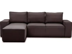 Canapé D'angle Convertible - SIDNEY VELOURS - En Tissu Luxe - 5/6 Places, Chocolat, Angle Gauche (vu De Face) -Canapé Soldes Boutique canape 9992845