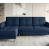 Canapé D'angle Convertible En Tissu Velours Luxe, Rangement - Bleu Foncé, Angle Gauche (vu De Face), ROXANE VELOURS