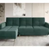 Canapé D'angle Convertible En Tissu Velours Luxe, Rangement - Vert Foncé, Angle Gauche (vu De Face), ROXANE VELOURS