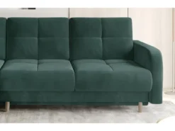 Canapé D'angle Convertible En Tissu Velours Luxe, Rangement - Vert Foncé, Angle Gauche (vu De Face), ROXANE VELOURS -Canapé Soldes Boutique canape 9992961