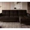 Canapé D'angle Convertible En Tissu Luxe, Rangement - Chocolat, Angle Droit (vu De Face), ROXANE