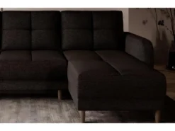 Canapé D'angle Convertible En Tissu Luxe, Rangement - Chocolat, Angle Droit (vu De Face), ROXANE -Canapé Soldes Boutique canape 9993011