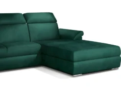 Canapé D'angle Convertible En Tissu Velours Prestige, Vert, 5 Places, Angle Droit (vu De Face) - TRESOR -Canapé Soldes Boutique canape 9993073