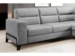 Canapé D'angle Convertible - CASTA VELOURS - En Tissu Luxe, Gris, 5/6 Places, Angle Droit (vu De Face) -Canapé Soldes Boutique canape 9993323