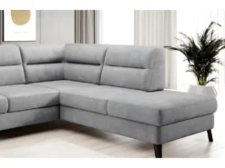 Canapé D'angle Convertible - CASTA VELOURS - En Tissu Luxe, Gris, 5/6 Places, Angle Droit (vu De Face) -Canapé Soldes Boutique canape 9993325