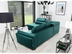 Canapé D'angle Convertible - KARL VELOURS - En Tissu Prestige - 5 Places, Vert, Angle Gauche (vu De Face) 8 Canapé D'angle Convertible - KARL VELOURS - En Tissu Prestige - 5 Places, Vert, Angle Gauche (vu De Face) -Canapé Soldes Boutique canape 9993399