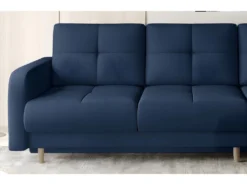 Canapé D'angle Convertible En Tissu Velours Luxe, Rangement - Bleu Foncé, Angle Droit (vu De Face), ROXANE VELOURS -Canapé Soldes Boutique canape 9993407