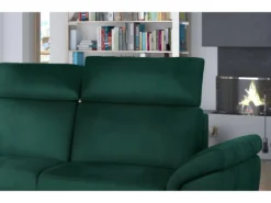 Canapé D'angle Convertible En Tissu Velours Prestige, Vert, 5 Places, Angle Gauche (vu De Face) - TRESOR -Canapé Soldes Boutique canape 9993441